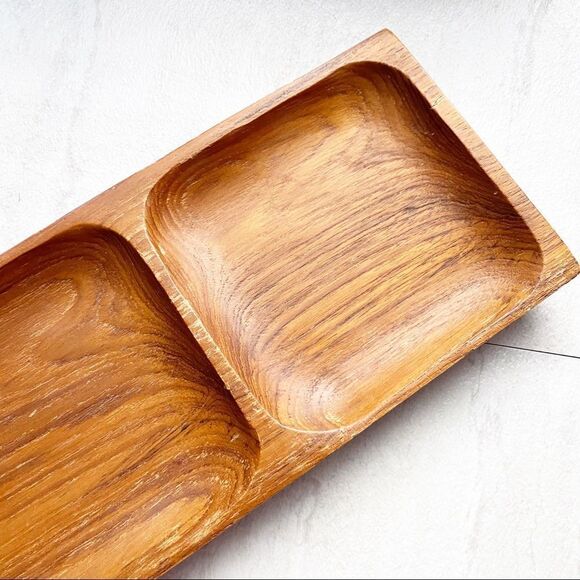 Wood 3 Section Trinket Tray Made in Thailand - Picture 9 of 12